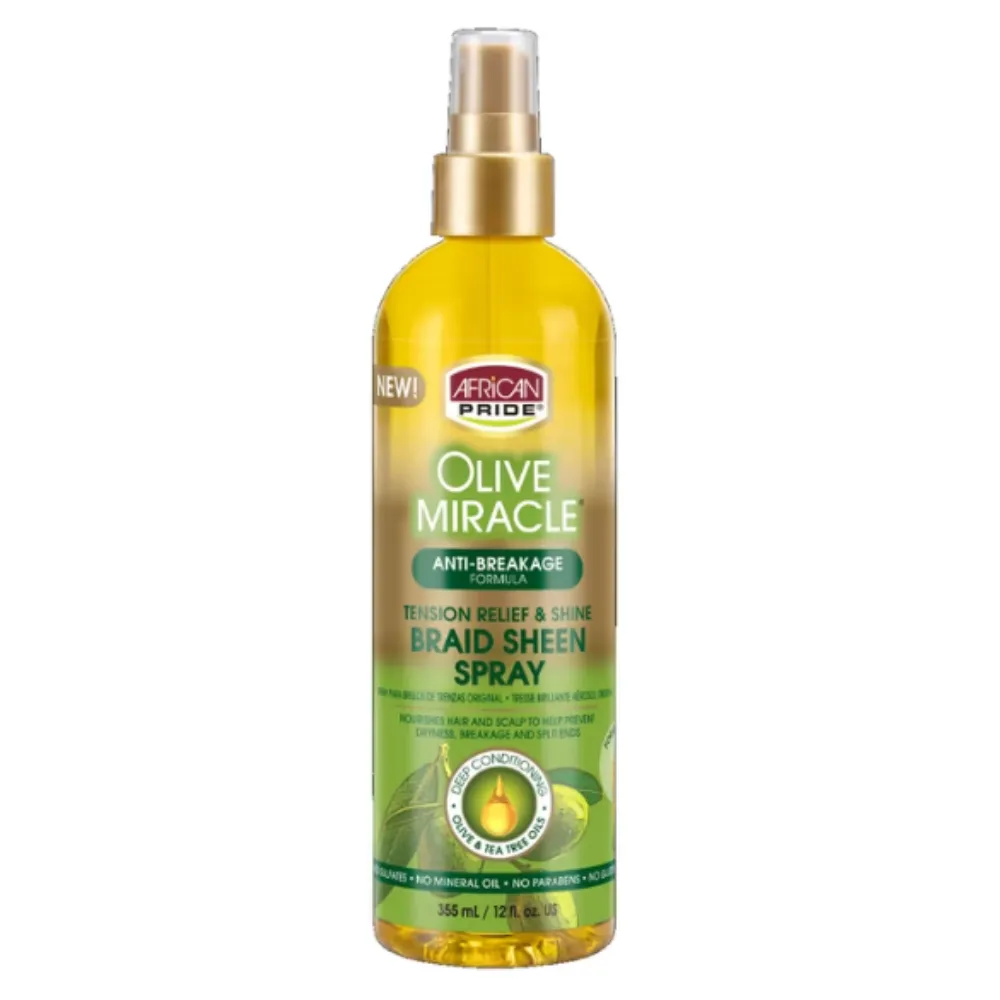 African Pride Olive Miracle Braid Sheen Spray 355ml - Imagen 1